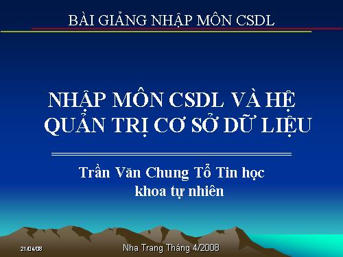 Bài giảng môn CSDL