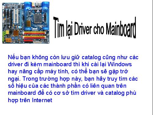 Tìm lại Driver cho Mainboard