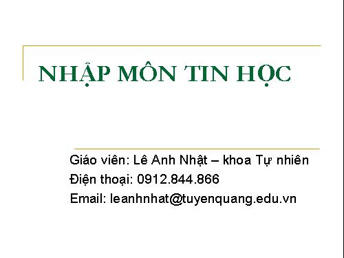 Chương 1: Thông tin - biểu diễn thông tin