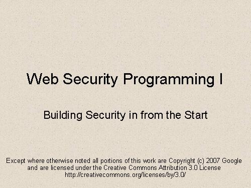 Web Security Programming