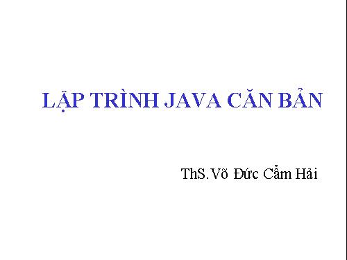 Lập trình JAVA căn bản