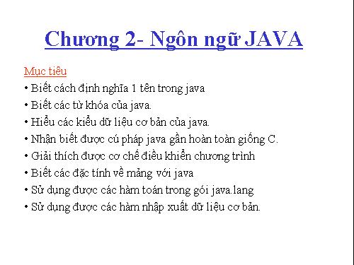 Ngôn ngữ JAVA