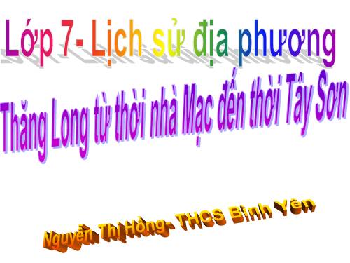 Lich sử địa phương lớp 7