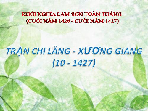 Bài 19. Cuộc khởi nghĩa Lam Sơn (1418 - 1427)