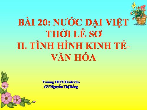 Bài 20. Nước Đại Việt thời Lê sơ (1428 - 1527)