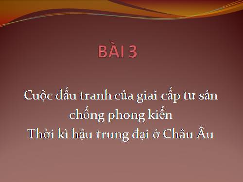 Bài 3. Cuộc đấu tranh của giai cấp tư sản chống phong kiến thời hậu kì trung đại ở châu Âu