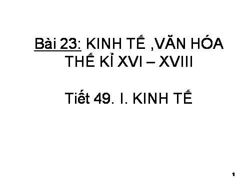 Bài 23. Kinh tế, văn hoá thế kỉ XVI - XVIII