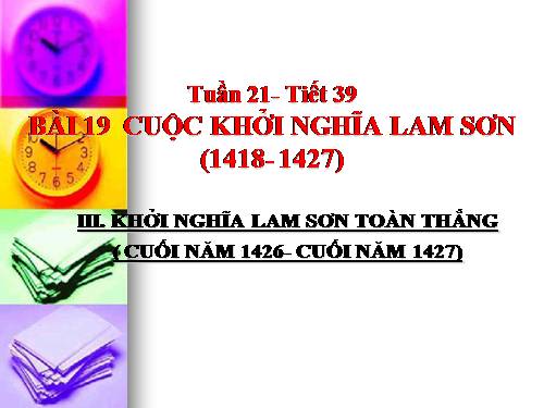 Bài 19. Cuộc khởi nghĩa Lam Sơn (1418 - 1427)