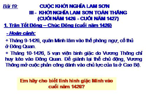 Bài 19. Cuộc khởi nghĩa Lam Sơn (1418 - 1427)