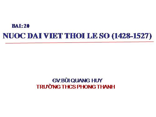 Bài 20. Nước Đại Việt thời Lê sơ (1428 - 1527)