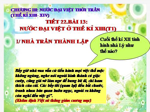 Bài 13. Nước Đại Việt ở thế kỉ XIII