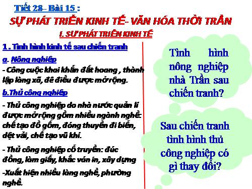 Bài 15. Sự phát triển kinh tế và văn hoá thời Trần