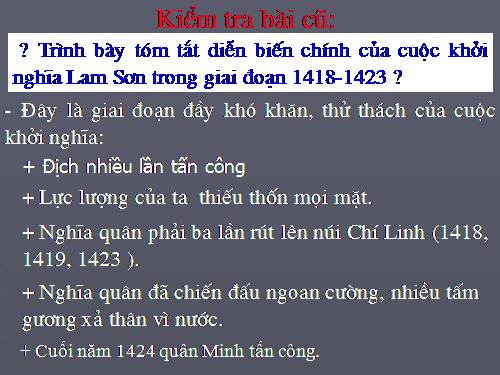 Bài 19. Cuộc khởi nghĩa Lam Sơn (1418 - 1427)