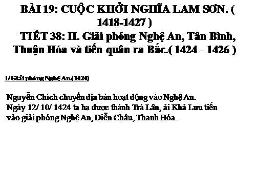 Bài 19. Cuộc khởi nghĩa Lam Sơn (1418 - 1427)