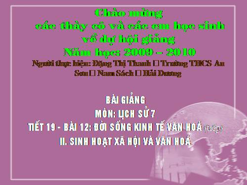 Bài 12. Đời sống kinh tế, văn hoá