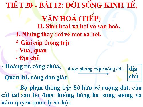 Bài 12. Đời sống kinh tế, văn hoá