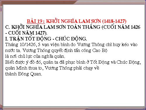 Bài 19. Cuộc khởi nghĩa Lam Sơn (1418 - 1427)