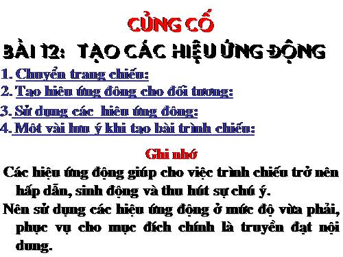 Bài 12. Tạo các hiệu ứng động