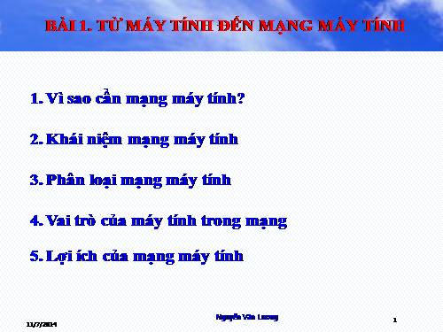 Bài 1. Từ máy tính đến mạng máy tính