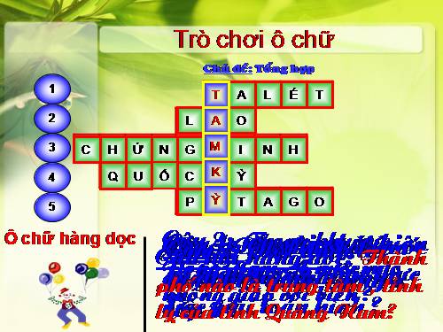 Trò chơi ô chữ tổng hợp (hay)