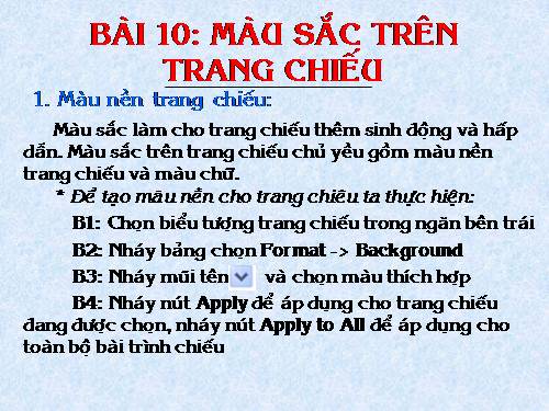 Bài 10. Màu sắc trên trang chiếu