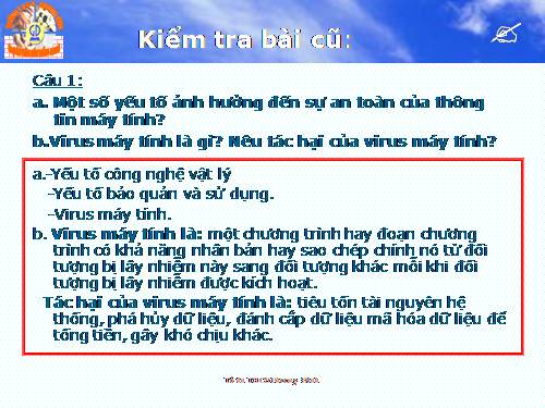 Bài thực hành 5. Sao lưu dự phòng và quét virus