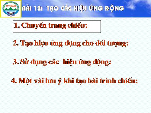 Bài 12. Tạo các hiệu ứng động