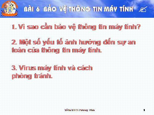 Bài 6. Bảo vệ thông tin máy tính