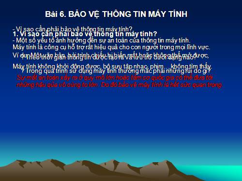 Bài 6. Bảo vệ thông tin máy tính