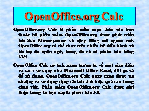 Hướng dẫn sử dụng OpenOffice.org Calc