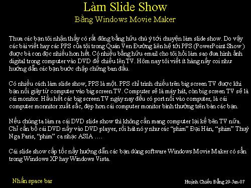 lam slide show = windows movie maker