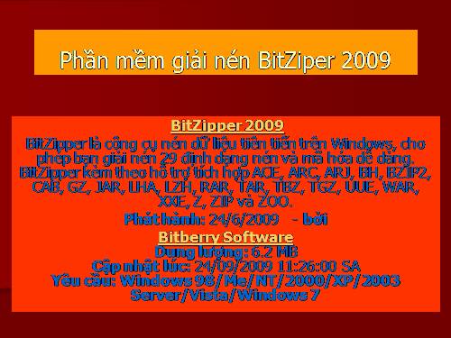 Phần mềm giải nén BitZiper 2009