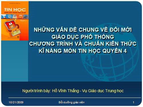 Thay sách tin 9 Đổi mới phưoơng pháp