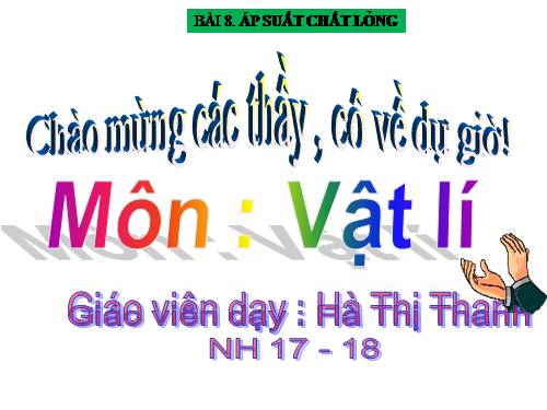 Bài 8. Áp suất chất lỏng - Bình thông nhau