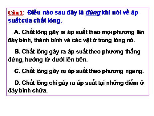 Bài 8. Áp suất chất lỏng - Bình thông nhau