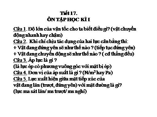 Tiết 17. Ôn tập hk I