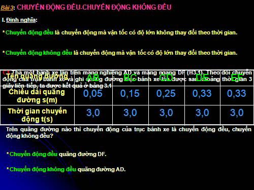 Bài 3. Chuyển động đều - Chuyển động không đều