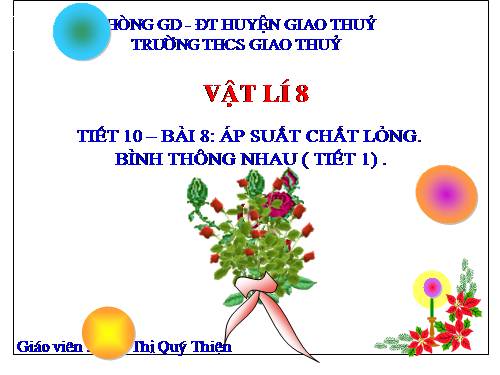 Bài 8. Áp suất chất lỏng - Bình thông nhau