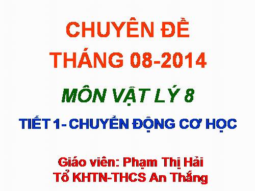 Bài 1. Chuyển động cơ học