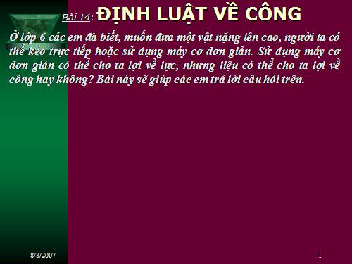 Bài 14. Định luật về công