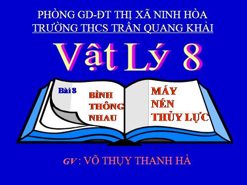 Bài 8. Áp suất chất lỏng - Bình thông nhau