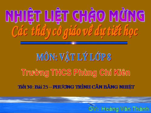 Bài 25. Phương trình cân bằng nhiệt