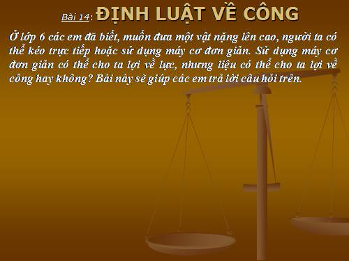 Bài 14. Định luật về công