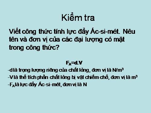 Bài 11. Thực hành: Nghiệm lại lực đẩy Ác-si-mét