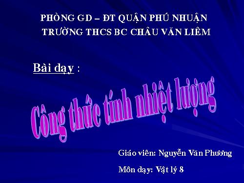 Bài 24. Công thức tính nhiệt lượng