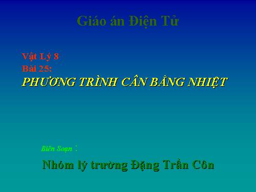 Bài 25. Phương trình cân bằng nhiệt