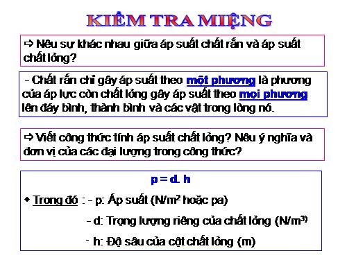 Bài 8. Áp suất chất lỏng - Bình thông nhau