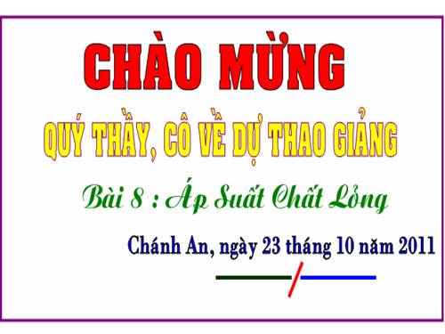 Bài 8. Áp suất chất lỏng - Bình thông nhau