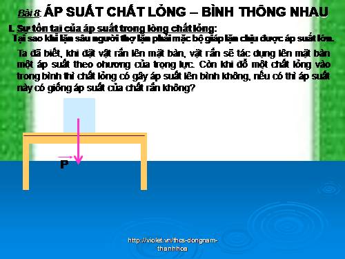 Bài 8. Áp suất chất lỏng - Bình thông nhau