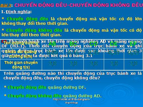 Bài 3. Chuyển động đều - Chuyển động không đều